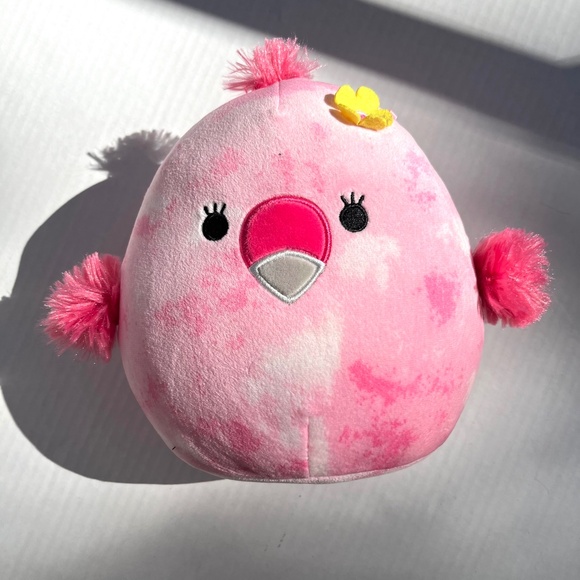 Squishmallows Cookie The Pink Flamingo Plush Flower Pillow Tie Dye Kellytoy 7" - Picture 3 of 9